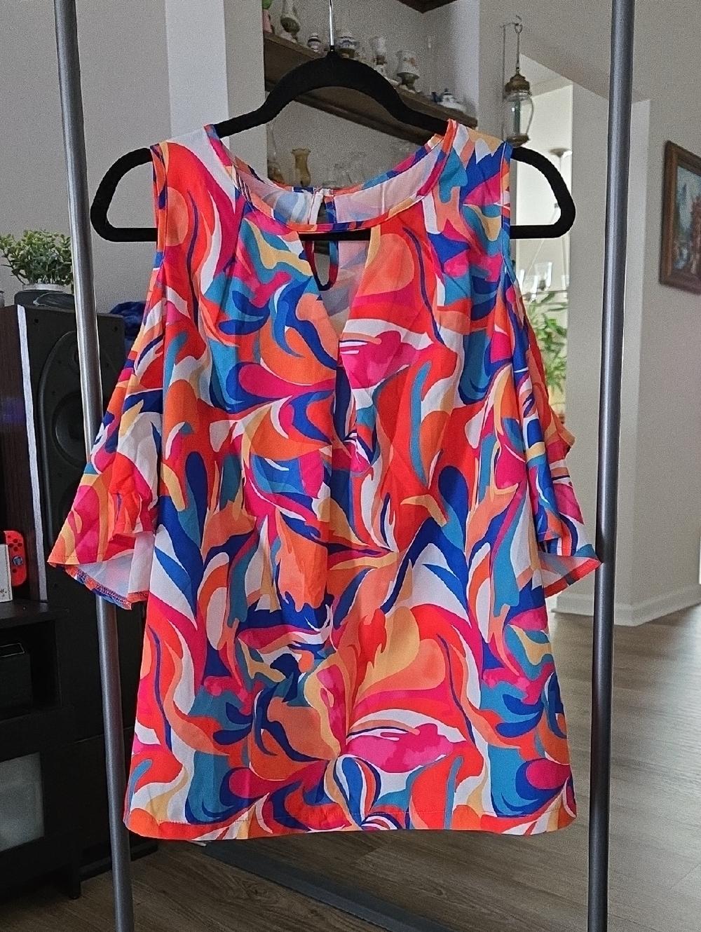 SHEIN Multicolor Open Shoulder Blouse